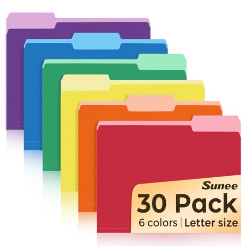 Eco-Friendly SUNEE File Folders, 30 Pack Manilla Folders 8.5 x 11, Kit