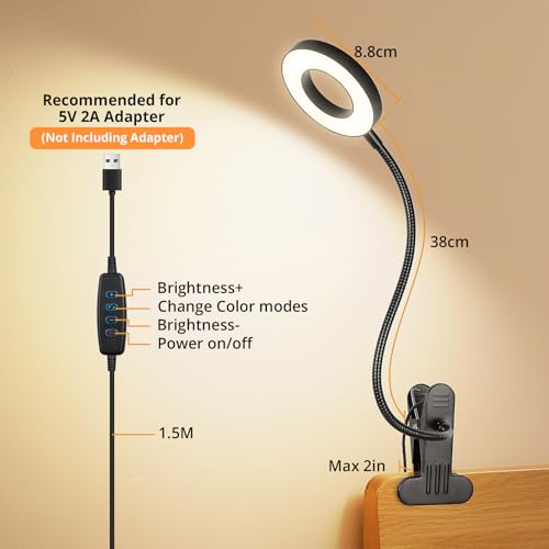 Woputne Desk Lamp Clip Light, 10 Dimmable Brightness 3 Light Set